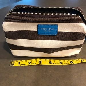Henri Bendel striped canvas makeup case